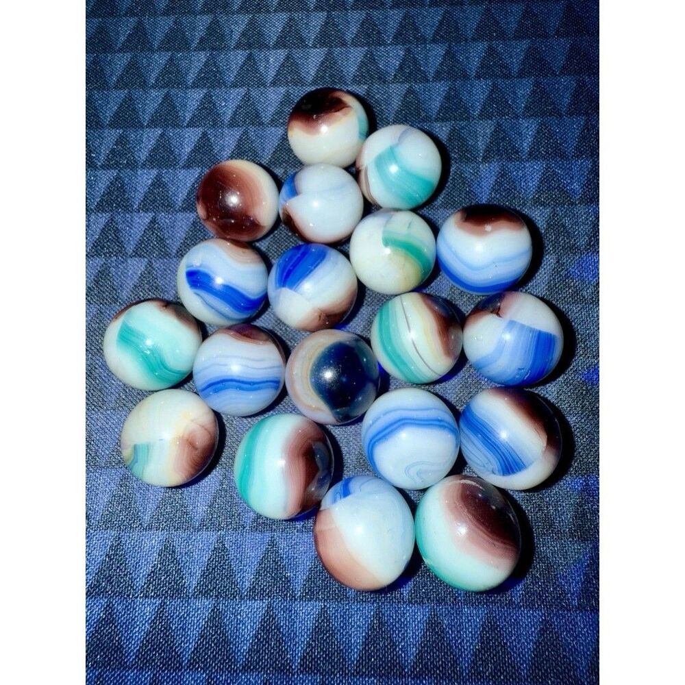 Vintage Marble Lot (19) - Akro Agate, Vitro, Peltier | 1950s Swirls & Patches